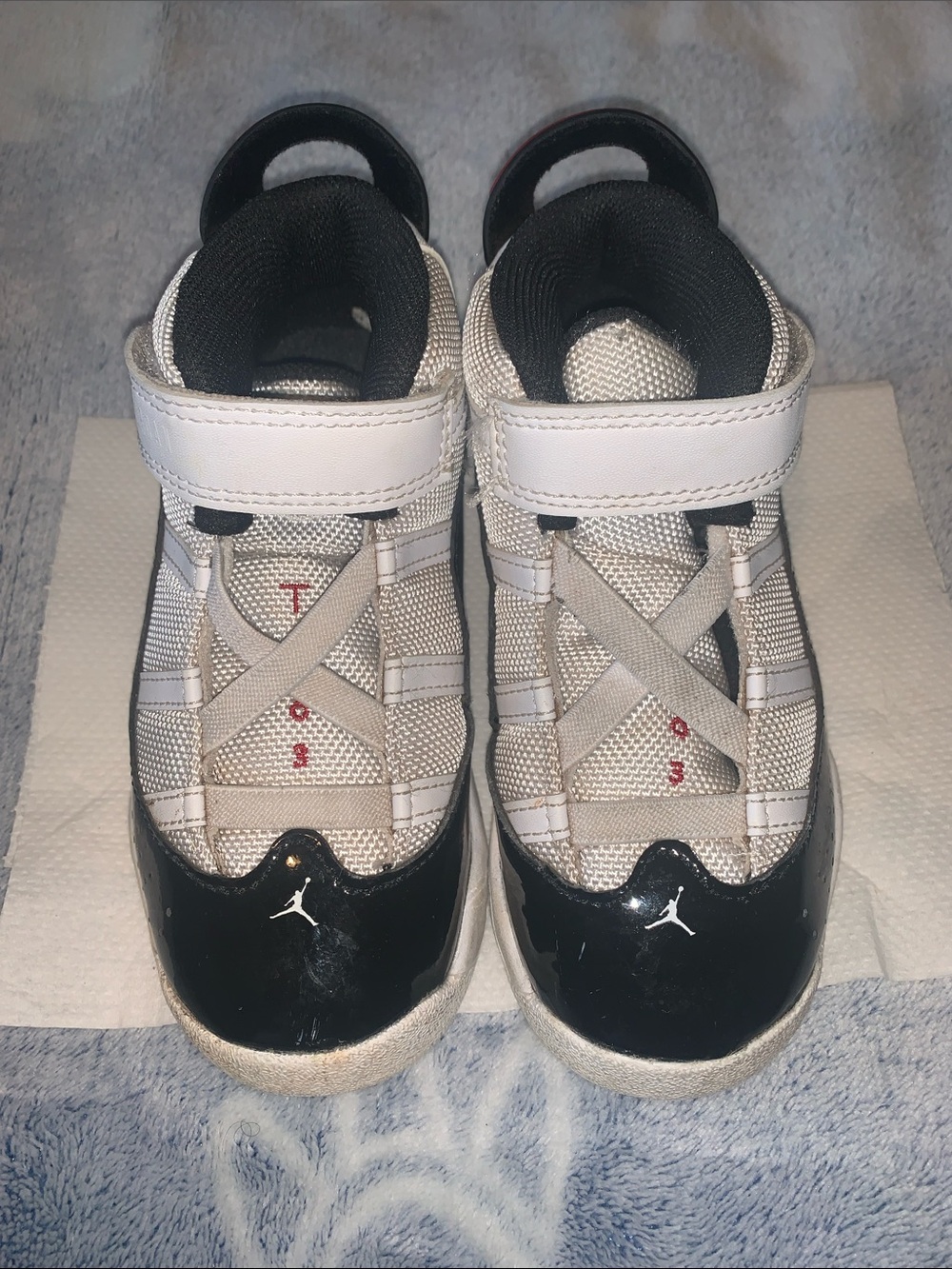 Jordan Kids' Black and White Strap Sneaker Size 10C Open to Offers